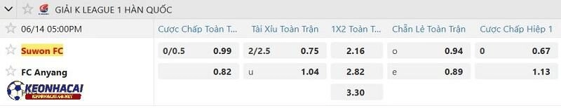 Tỷ lệ soi kèo nhà cái Suwon FC vs FC Anyang